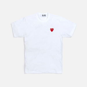 Comme Des Garçons Play Tee w/ Small Heart - White / Red