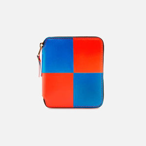 Comme des Garçons Pocket Zip Around Wallet Fluo Squares - Blue / Orange
