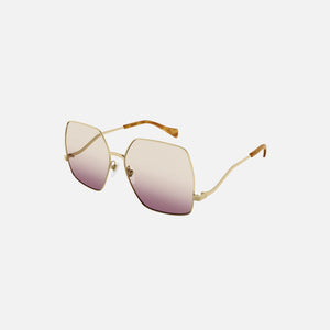 Gucci Eyewear XL Wire Frame Gradient Lens Pink Gold
