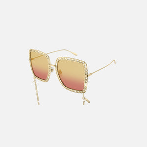 Gucci Eyewear XL Square Chain Frame Orange Gradient Lens w Gold