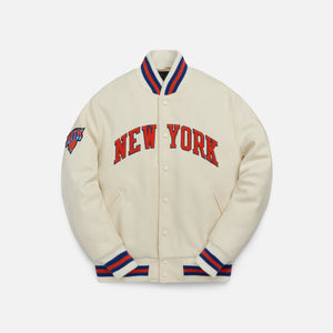 KITH & Golden Bear for New York Knicks Varsity Jacket - Sandrift