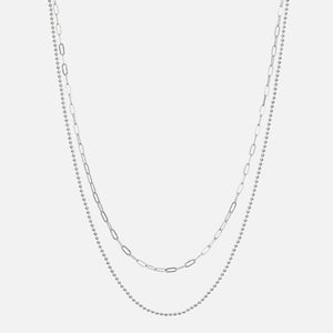 Luv AJ The Beaded Double Chain Charm Necklace - Silver