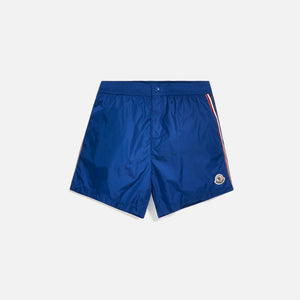 Moncler Solid Boxer Short w/ Stripe - Mare Blue