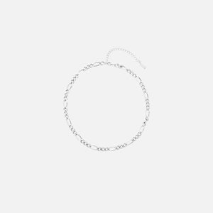 Numbering Figaro Link Necklace Platinum Plated Sterling Silver