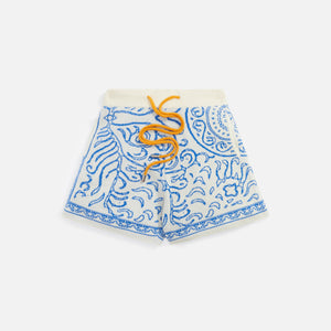 Rhude Knit Tile Wool Cashmere Short - Crème / Blue