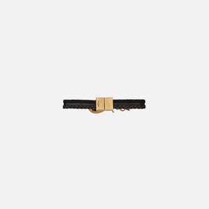 Saint Laurent Black Wrap Bracelet With Gold Shell