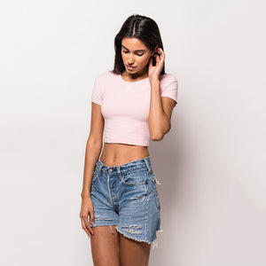 Kith K Fitted Cropped Tee - Baby Pink