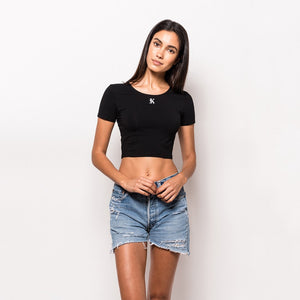Kith K Fitted Cropped Tee - Black