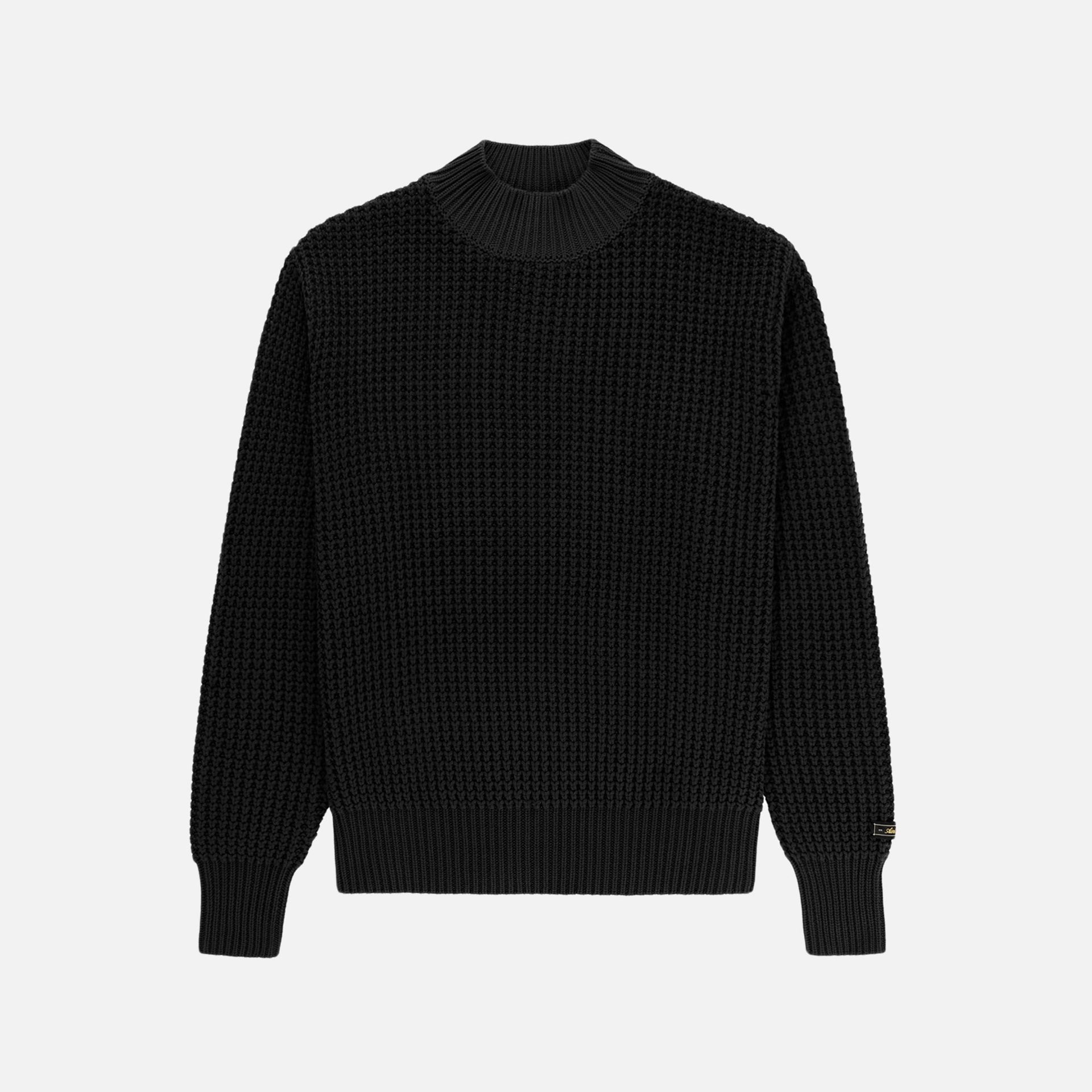 Aimé Leon Dore Mockneck Waffle Knit Sweater - Jet Black