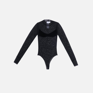 Sami Miro Vintage Mesh Bodysuit w/ Black Crushed Velvet Patch
