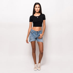Kith K Fitted Cropped Tee - Black
